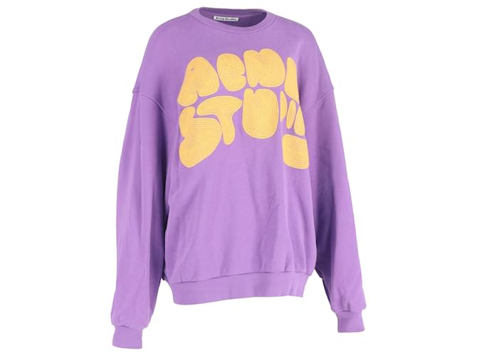 Maglione in cotone viola con logo Bubble di Acne Studios Porpora