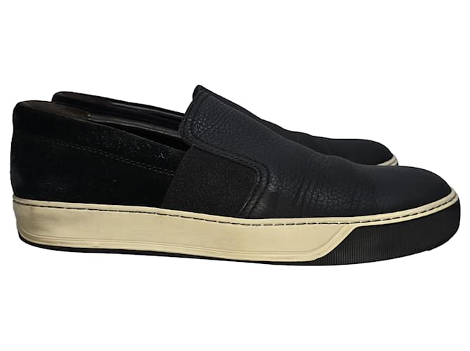 Sneakers Slip-On Lanvin in pelle nera e camoscio Nero