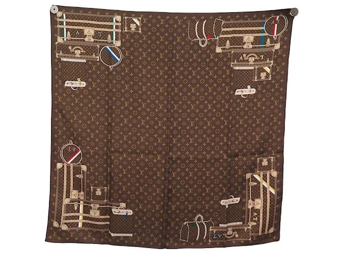 SCARF LOUIS VUITTON MALLE TRUNK MONOGRAM 401307 IN SETA MARRONE