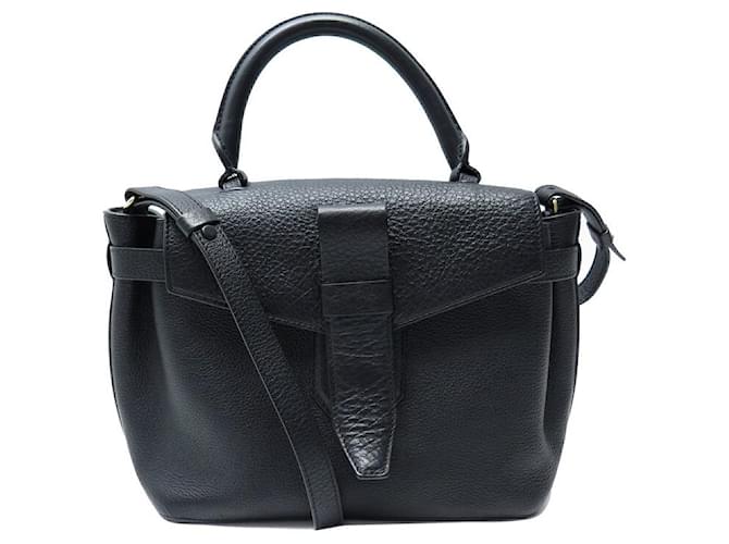 BORSA A MANO LANCEL CHARLIE MM A08370 PELLE GRANATA NERA CON TRACOLLA Nero