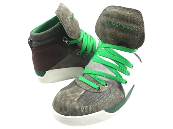 Sneakers alte in tela Dolce & Gabbana verde kaki