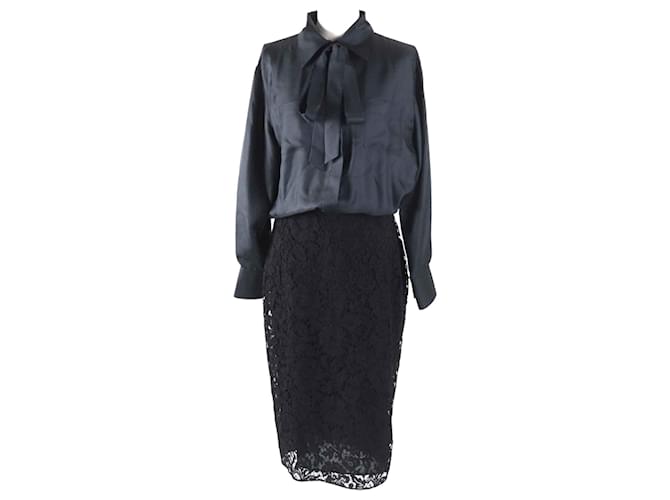 Abito in seta e rayon Valentino nero 44 donne