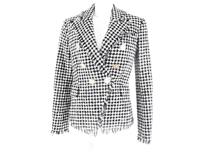 Giacca blazer doppiopetto a scacchi Balmain