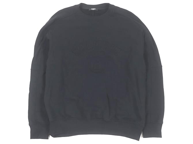 Felpa nera con collo rotondo e logo in rilievo Balmain S Nero