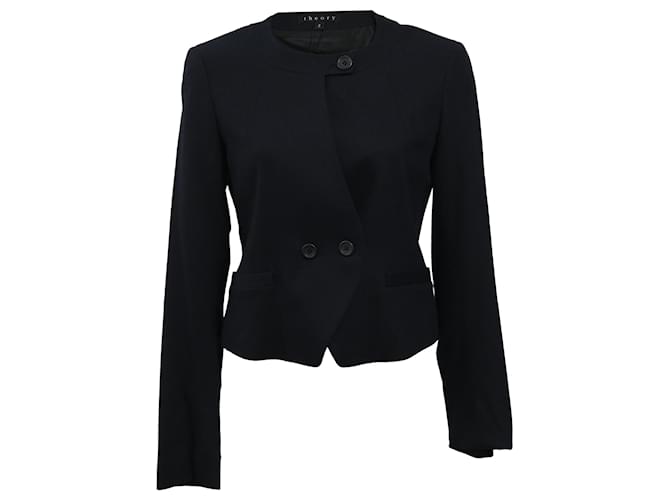 Blazer doppiopetto in lana blu navy di Theory