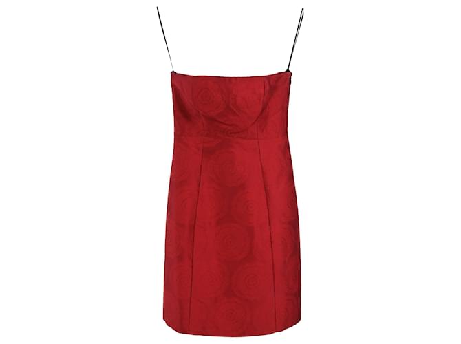 Abito Mini Senza Spalline Theory Rose in Raso Rosso