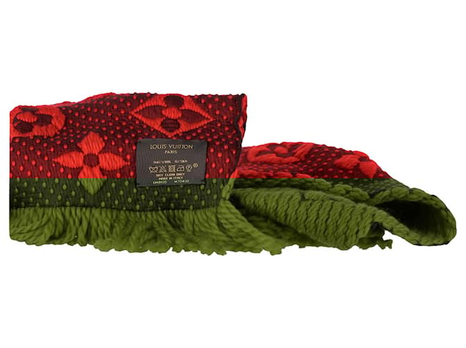 Sciarpa Logomania Monogram Louis Vuitton in lana rossa Rosso