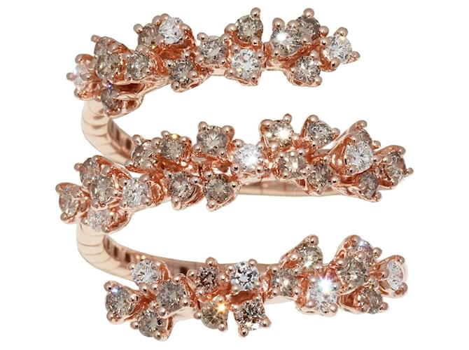 Autre Marque Anello Damiani K18PG Mimosa Anello Diamante Marrone x Diamante Taglia 13-15