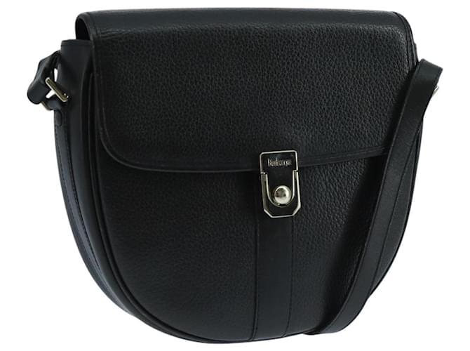 Autre Marque Borsa a spalla Burberrys in pelle nera argento autentica ep6871 Nero