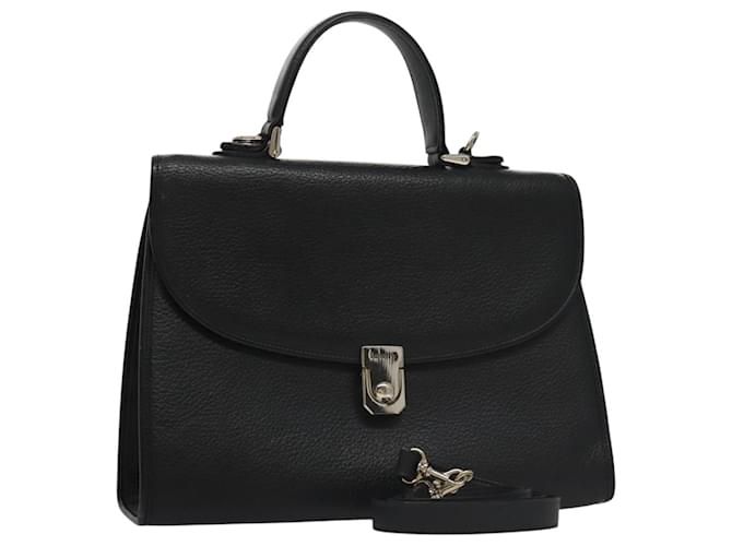 Autre Marque Borsa a mano Burberrys in pelle 2 vie nera argento autentica ep6872 Nero