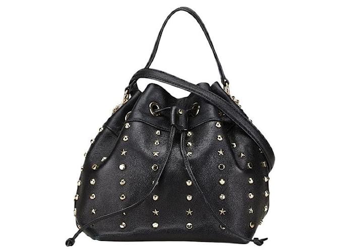Borsa in pelle con borchie Jimmy Choo BON BON BUCKET S 2WAY Nero
