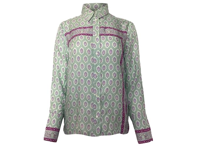 Camicia stampata Sandro in seta verde