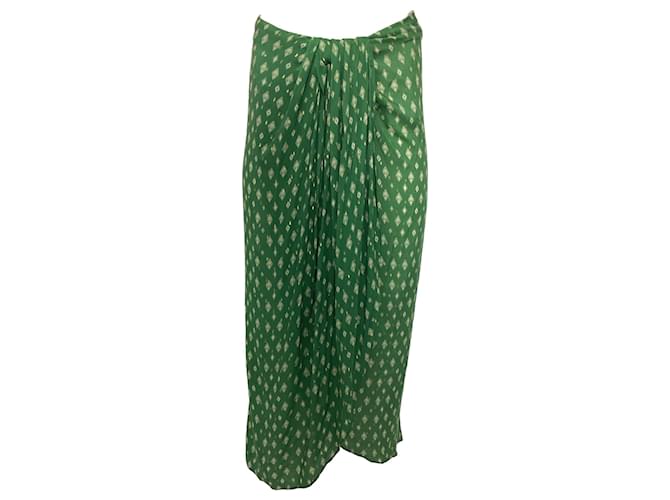 Gonna maxi con stampa Merecumbé di Johanna Ortiz in viscosa verde