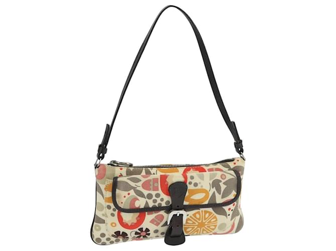 Pochette Accessorio BALLY Canvas Bianco Argento Auth ti2511