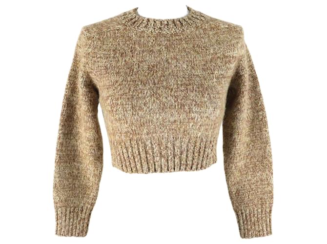 Maglione in lana con patch in pelle Anagram LOEWE Marrone