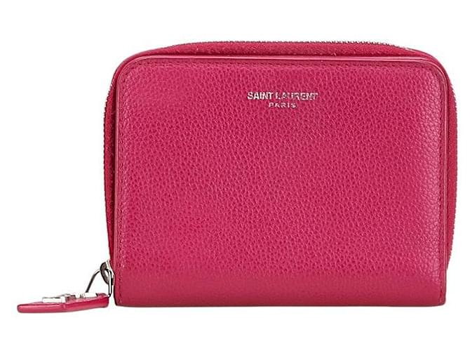 Yves Saint Laurent Portafoglio in pelle con logo Saint Laurent YSL Rosa