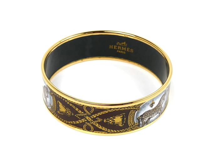 Bracciale con nappina smaltato GM di Hermès Marrone Nero D'oro