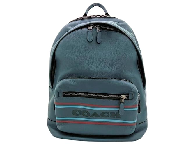 Zaino a strisce in pelle navy Coach Blu navy