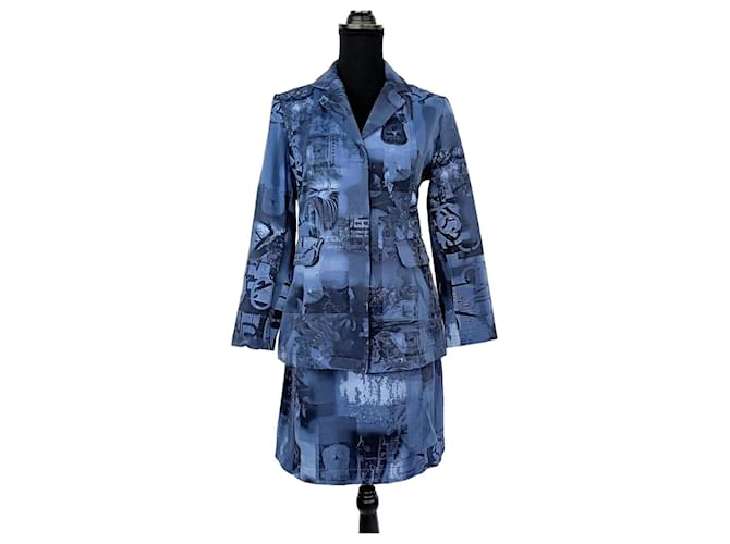 Effetto jeans di completo gonna Kenzo anni '90 Blu