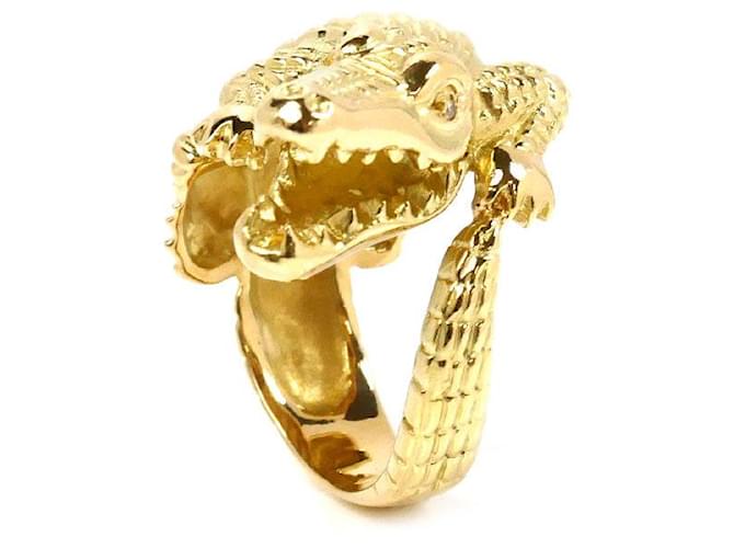 Autre Marque Anello Alligatore in Diamante in Oro Giallo K18YG D'oro