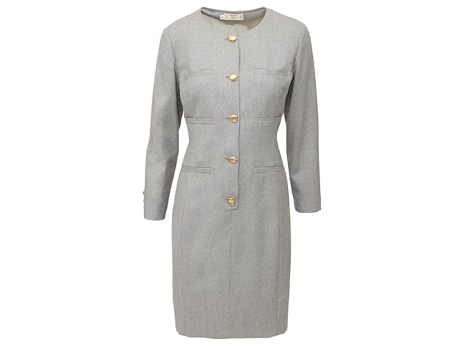 Abito in lana Valentino Miss V con bottoni a tartaruga Grigio