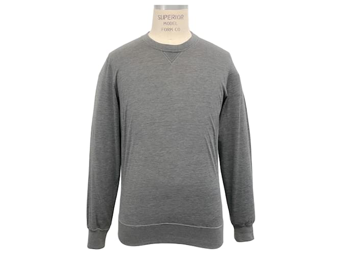 T-shirt in seta / cotone grigio da uomo Brunello Cucinelli