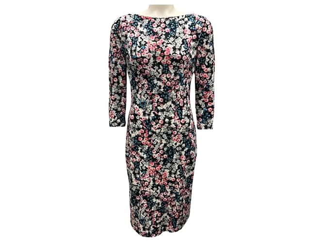 Abito in jersey elasticizzato con stampa floreale Erdem nero / blu / rosa Multicolore