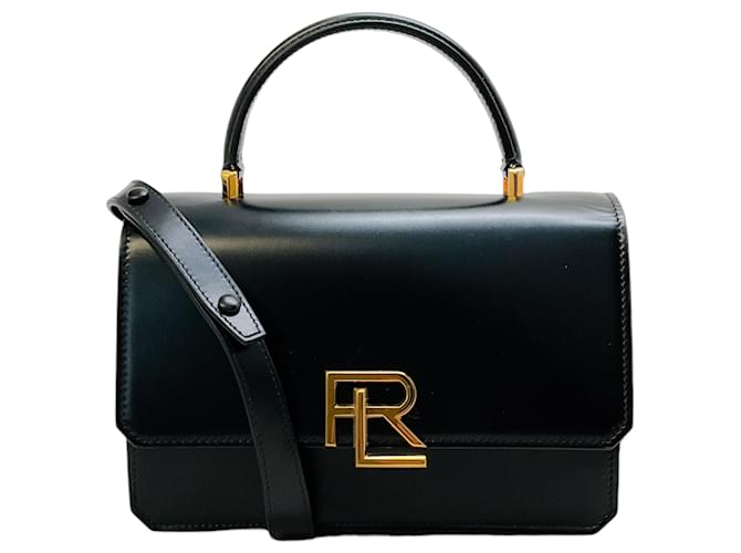 Borsa a mano Ralph Lauren Black RL 888 in pelle box calfskin Nero