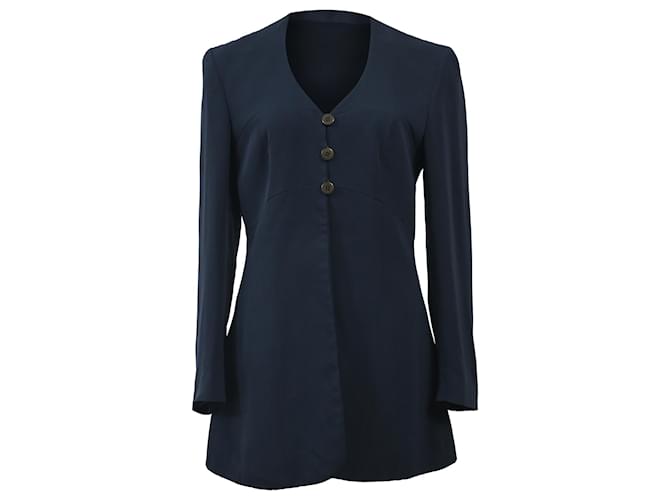 Blazer senza colletto Giorgio Armani in lana blu navy