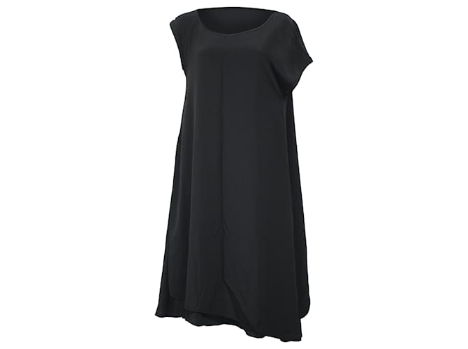 Abito asimmetrico fluido Bottega Veneta in seta nera Nero