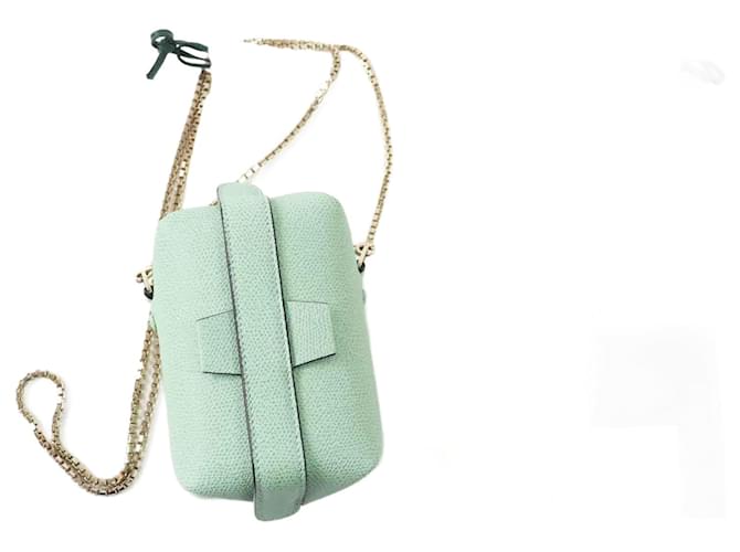 Borsa a tracolla Valextra Trick Track Nano verde acqua