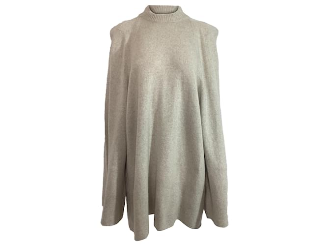 Maglione oversize a collo alto in cashmere grigio di Rick Owens