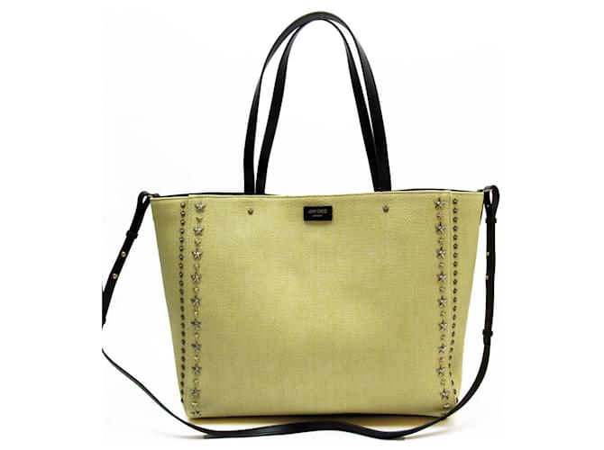 Borsa a spalla in rafia nera e pelle Jimmy Choo Nero