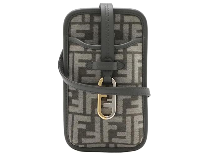 Zucca Pochette per telefono O'Lock in viscosa e pelle Fendi borsa a spalla 2 in 1 Grigio