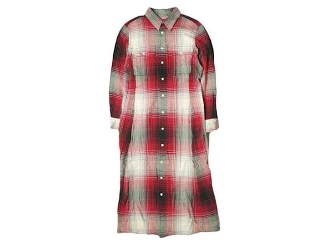 Abito a quadri con cintura in misto cotone Polo Ralph Lauren Rosso