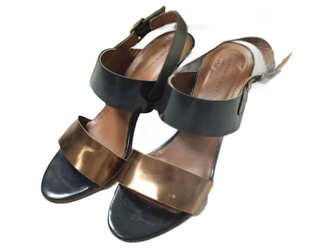 Autre Marque Sandali in pelle con cinturino FABIO RUSCONI Blu Navy