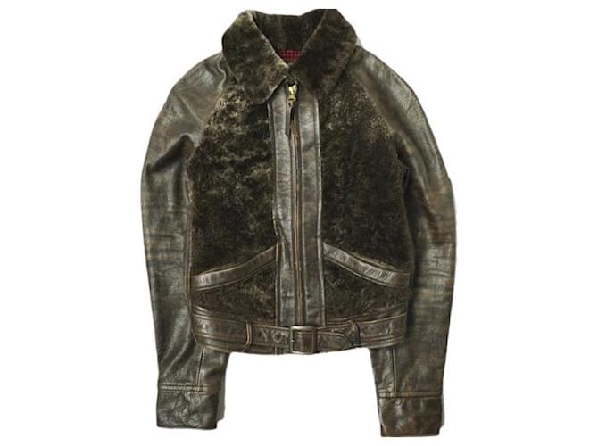 Ralph Lauren Giacca in shearling e pelle RRL Marrone scuro