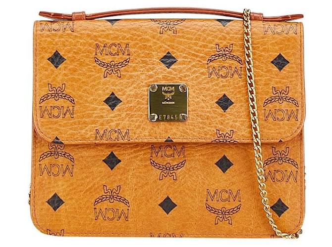 Borsa 2WAY con catena e logo MCM Visetos marrone