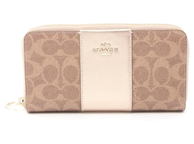 Portafoglio lungo con zip intorno in tela rivestita in PVC Coach Boxed Signature Marrone