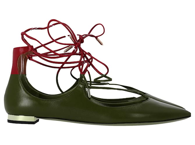 Ballerine con lacci Aquazzura Christhy in pelle rossa Rosso