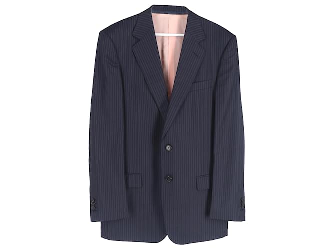 Set giacca a righe a un bottone e pantaloni Ermenegildo Zegna in lana blu navy