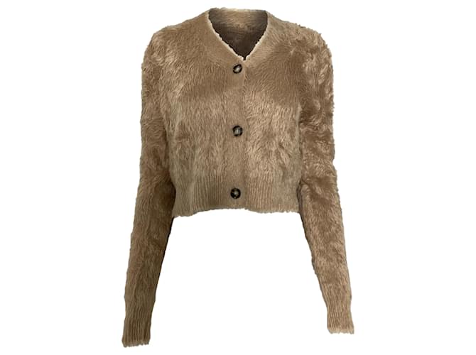 Cardigan corto spazzolato in nylon marrone di Acne Studios