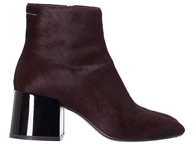 Maison Martin Margiela Stivaletti con tacco a blocco Maison Margiela in pelo di pony bordeaux Rosso Bordò