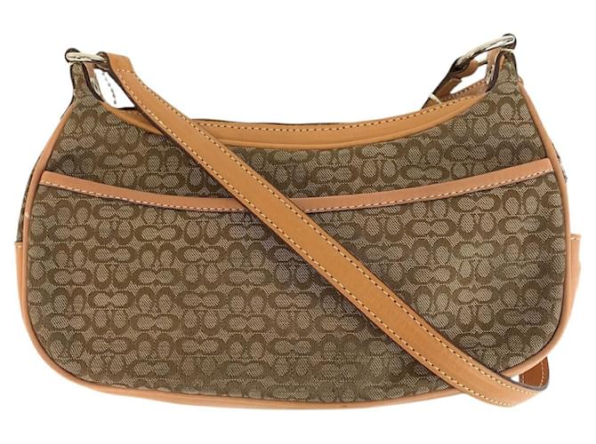Borsa a spalla in tela/pelle Mini Signature Coach 500066 Beige