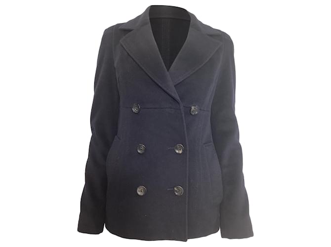 Cappotto Pea Coat Max Mara Studio in lana vergine blu navy