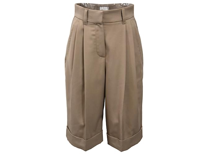 Pantaloni corti su misura Brunello Cucinelli in cotone marrone Rosso