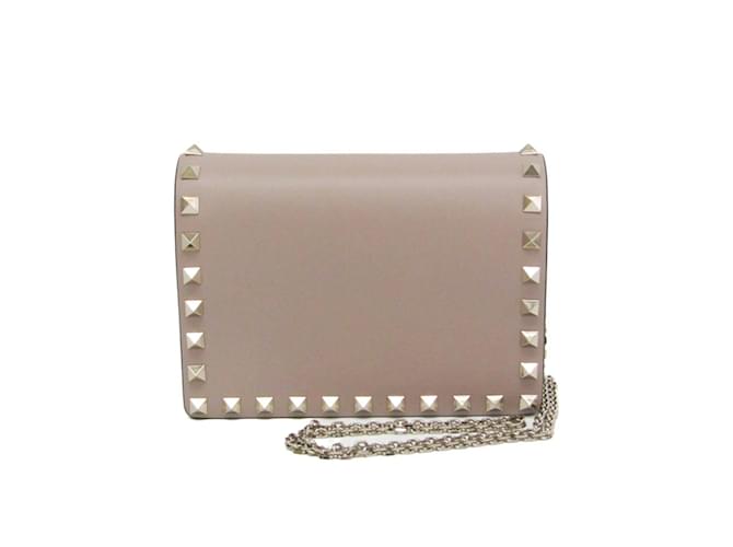 Borsa a Spalla in Pelle Valentino Garavani Rock Studs Beige