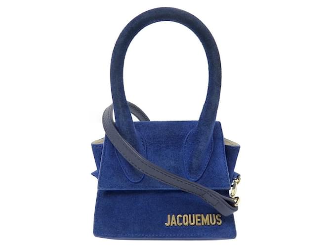 BORSA A MANO JACQUEMUS LE CHIQUITO MINI IN CAMOSCIO BLU CON TRACOLLA