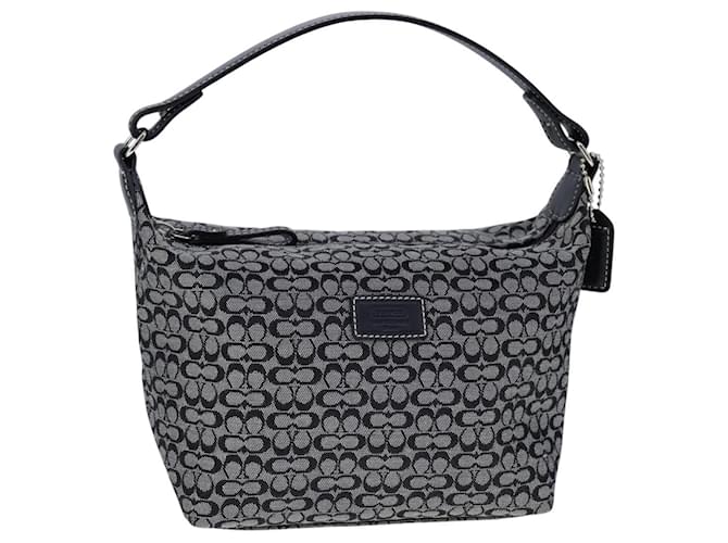 Borsa a mano in tela nera Coach Signature Auth yk16418 Nero