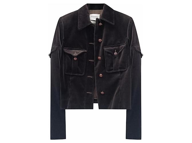 Giacca in velluto YSL Tom Ford 2004 Yves Saint Laurent Rive Gauche Marrone